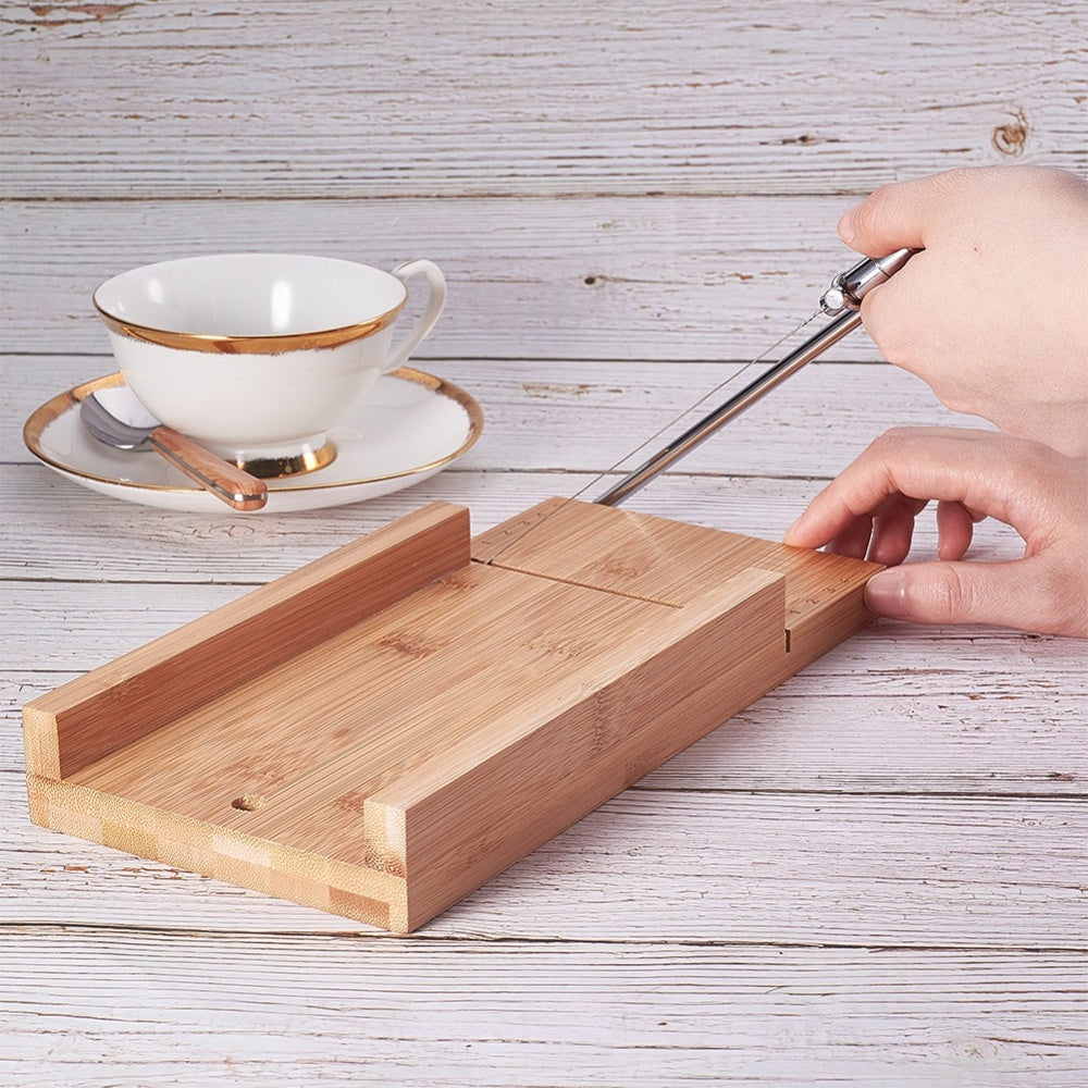 Wooden Soap Cutter DIY Soap Cutting Tool Rectangle Loaf Mould Wire Slicer Craft