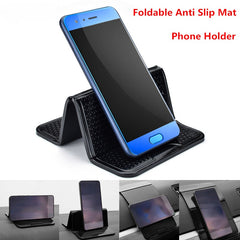 Universal Foldable Car Phone Holder with Anti Slip Mat - Dashboard Pad