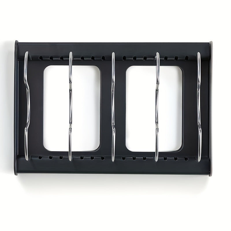 Pot Storage Rack 6 Dividers Plate & Dishes Dry Draining Rack - Lid Organizer