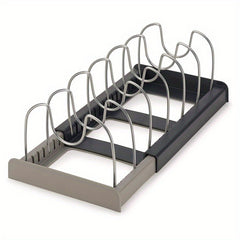 Pot Storage Rack 6 Dividers Plate & Dishes Dry Draining Rack - Lid Organizer