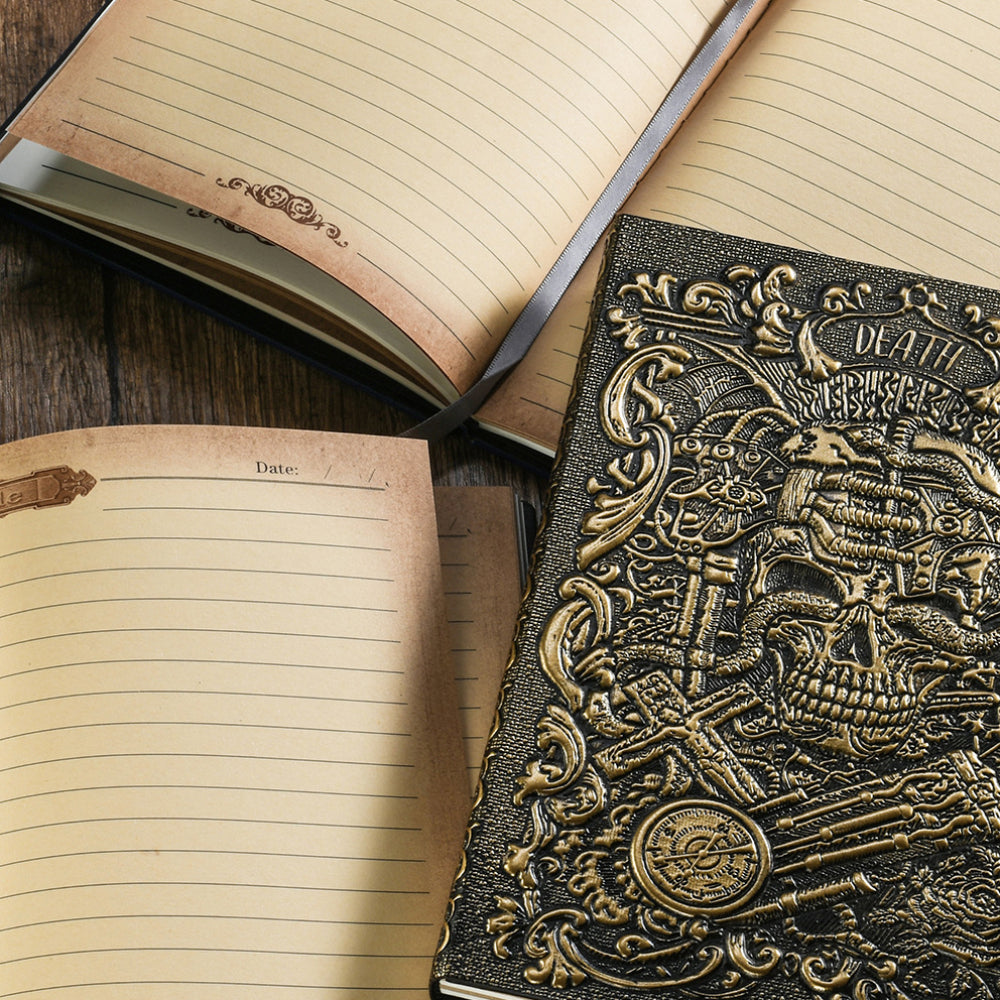 Vintage Tarot Death Notes Hardcover Relief Diary Notebooks