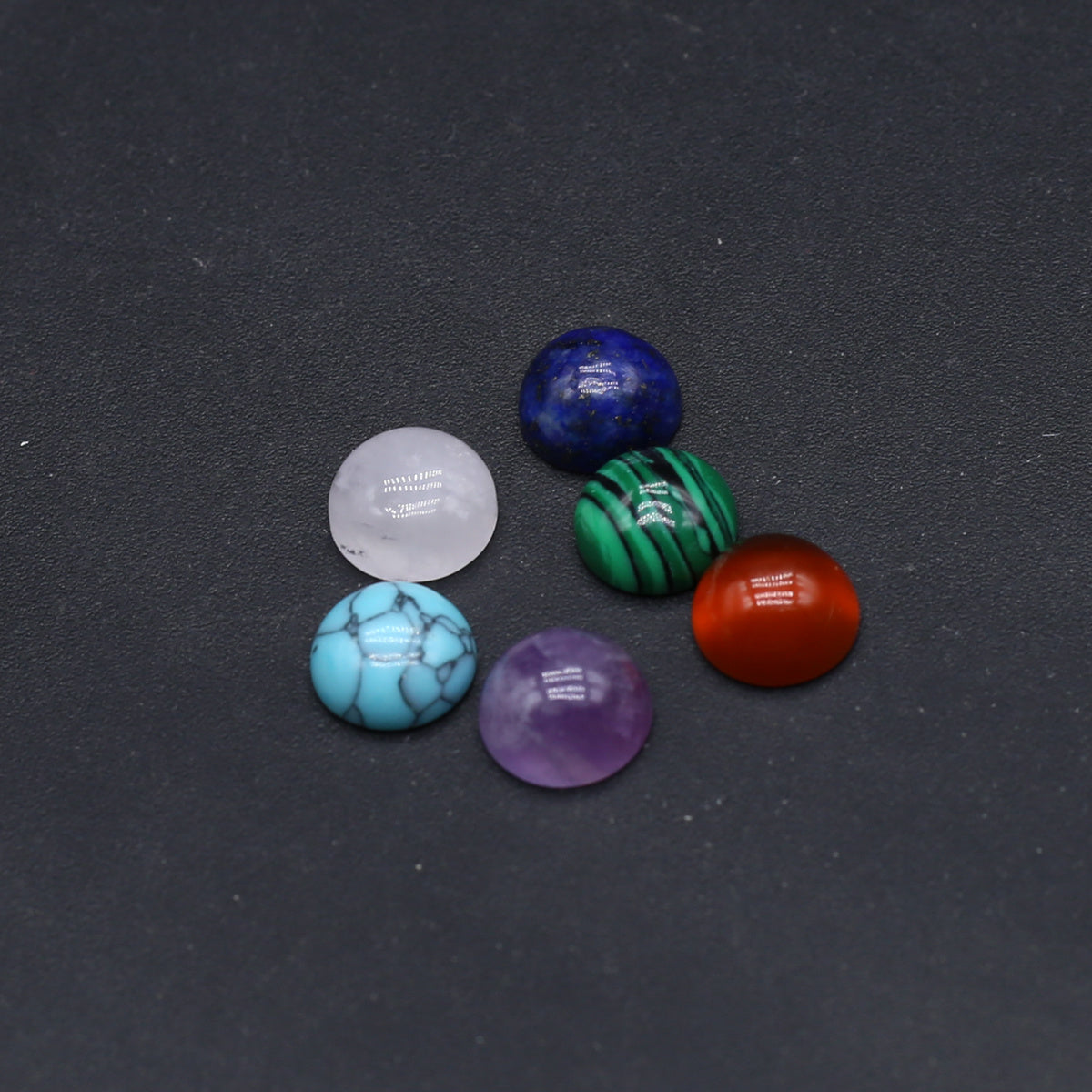 6pcs Natural Stone Ring Face Random Colours for DIY Jewelry
