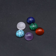 6pcs Natural Stone Ring Face Random Colours for DIY Jewelry