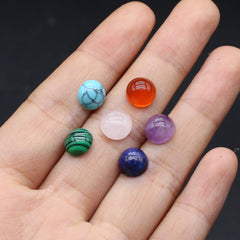 6pcs Natural Stone Ring Face Random Colours for DIY Jewelry
