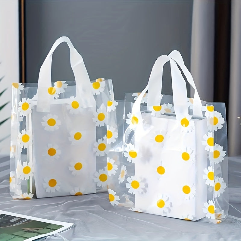 20pcs Daisy Gift Bag Transparent PVC Carrying Bag Holiday Party Supplies