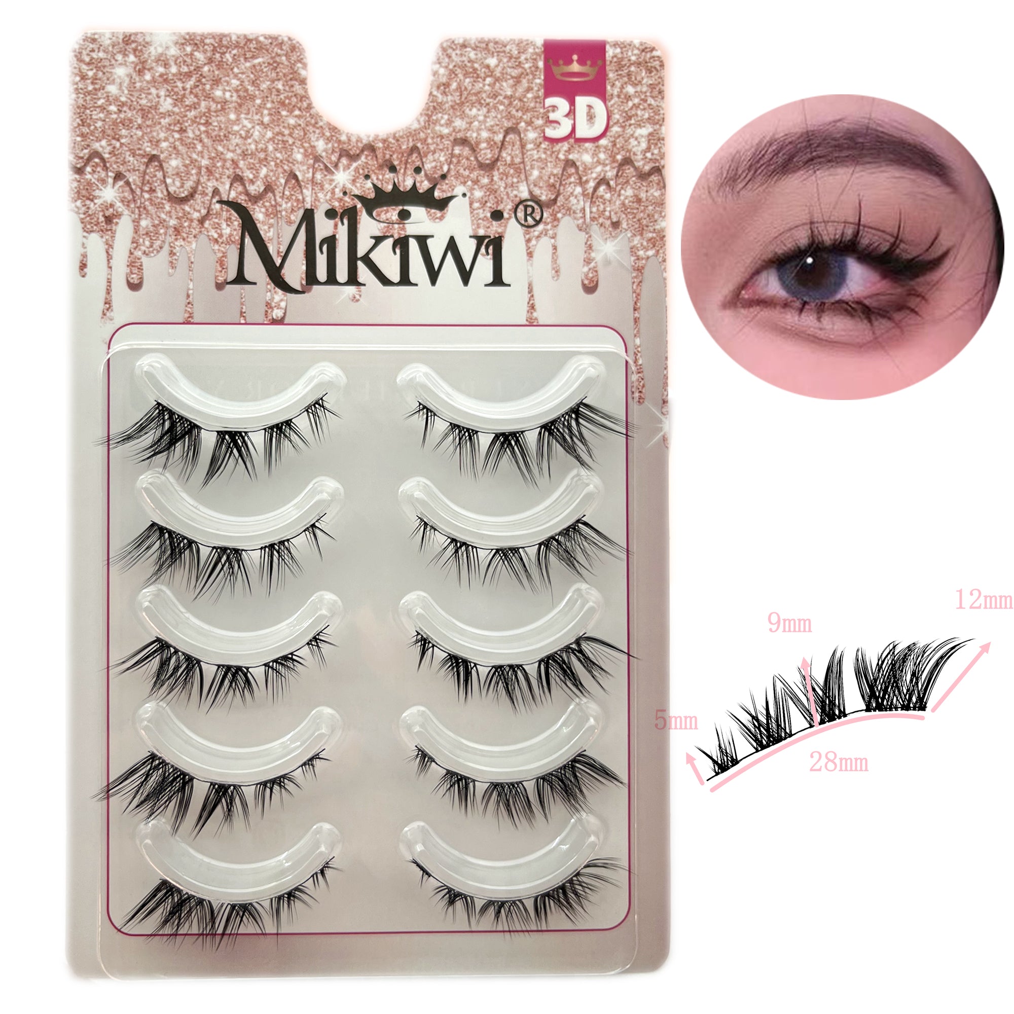 5 Pairs Natural Look Fox Eye Lashes Cluster Extensions