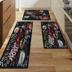 1pc LIFE BEGIN Vintage Kitchen Rug Waterproof Floor Mat