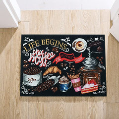 1pc LIFE BEGIN Vintage Kitchen Rug Waterproof Floor Mat
