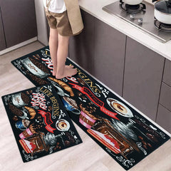 1pc LIFE BEGIN Vintage Kitchen Rug Waterproof Floor Mat
