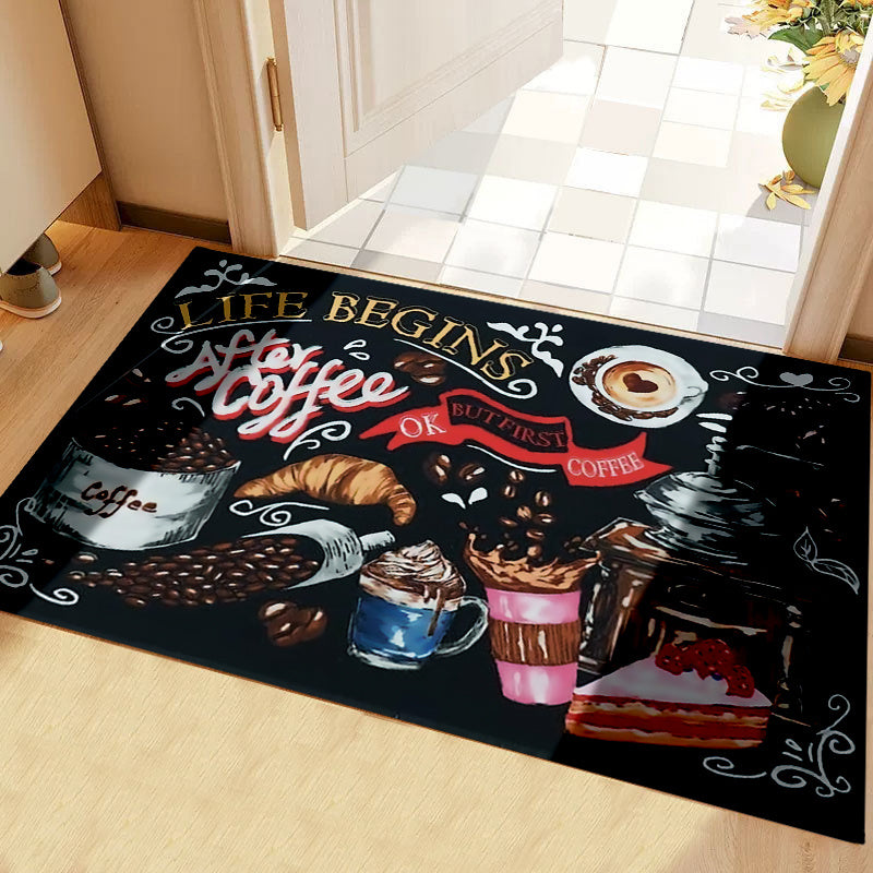 1pc LIFE BEGIN Vintage Kitchen Rug Waterproof Floor Mat