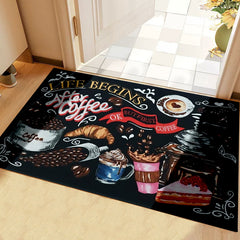 1pc LIFE BEGIN Vintage Kitchen Rug Waterproof Floor Mat