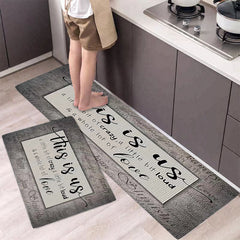 Retro Style Grey English Letter Decor Door Mat Non-slip Indoor Floor Run