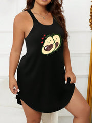 Avocado Print Racer Back Tank Sleep Dress