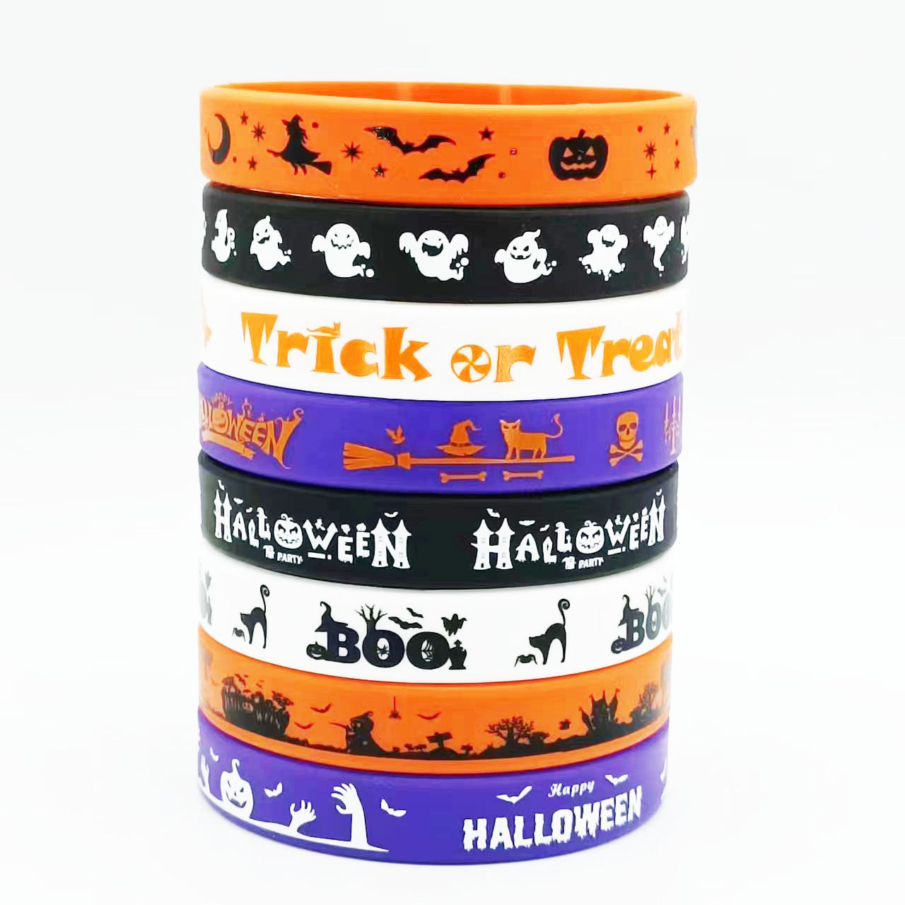 Halloween Ghost Skull Pumpkin Pattern Silicone Bracelet Rubber Wristband