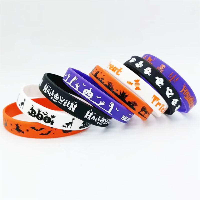 Halloween Ghost Skull Pumpkin Pattern Silicone Bracelet Rubber Wristband