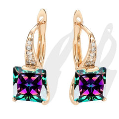 Green Multicolor Birthstone Clip Earrings for Women Dangle Wedding Jewelry