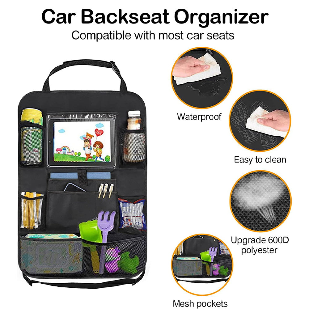 Car Back Seat Storage Bag with Tablet Holder for Kids
