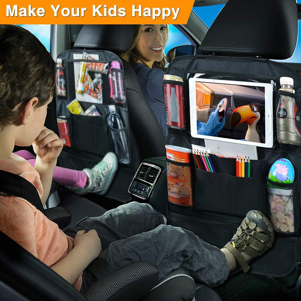 Car Back Seat Storage Bag with Tablet Holder for Kids