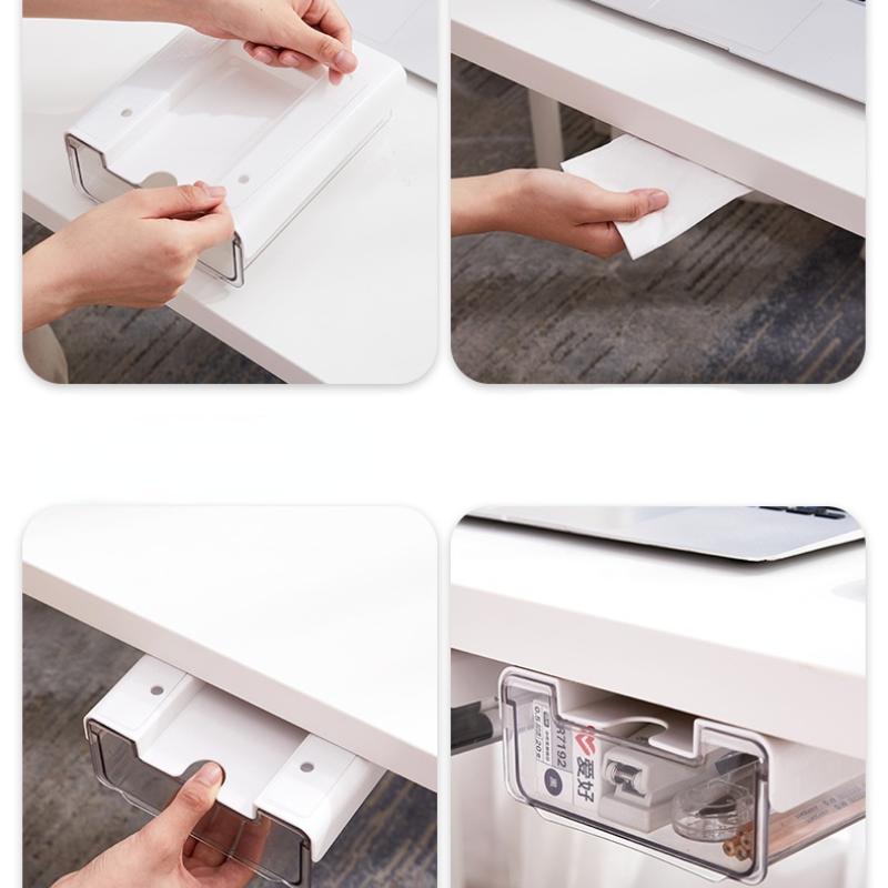 Self Adhesive Pencil Tray Under Desk Drawer Storage Box Hidden Organizer