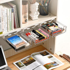 Self Adhesive Pencil Tray Under Desk Drawer Storage Box Hidden Organizer