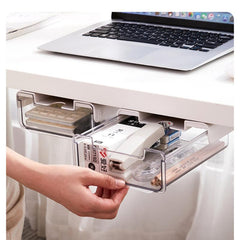 Self Adhesive Pencil Tray Under Desk Drawer Storage Box Hidden Organizer