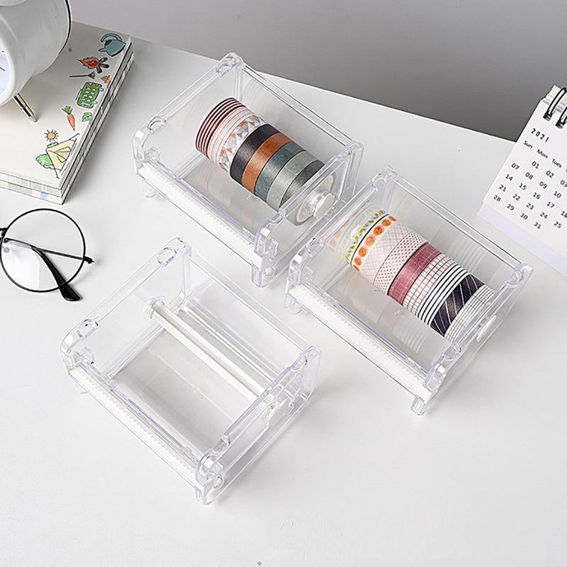 Tape Cutter Set Transparent Tape Holder Dispenser Office Stationery