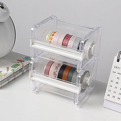 Tape Cutter Set Transparent Tape Holder Dispenser Office Stationery