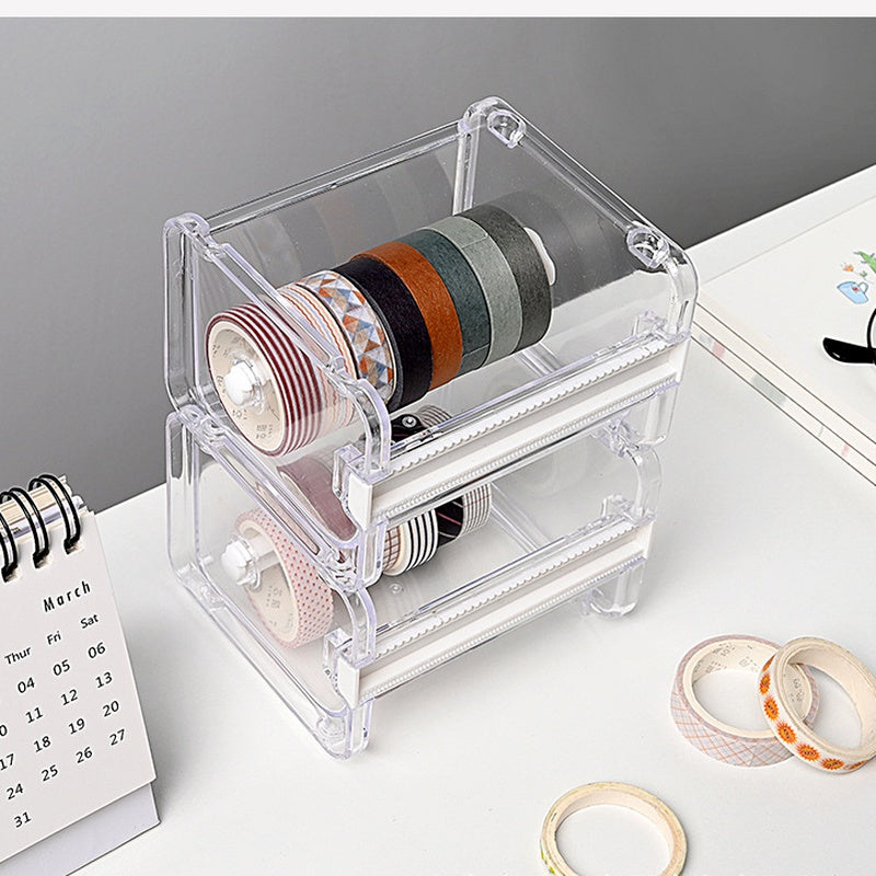 Tape Cutter Set Transparent Tape Holder Dispenser Office Stationery