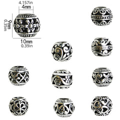 20pcs Vintage Hollow Round Beads Antique Silvery Spacer DIY Crafts