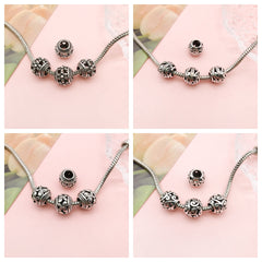 20pcs Vintage Hollow Round Beads Antique Silvery Spacer DIY Crafts