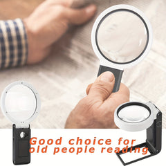 Folding LED Illuminated Magnifying Glass 6X-25X With Stand