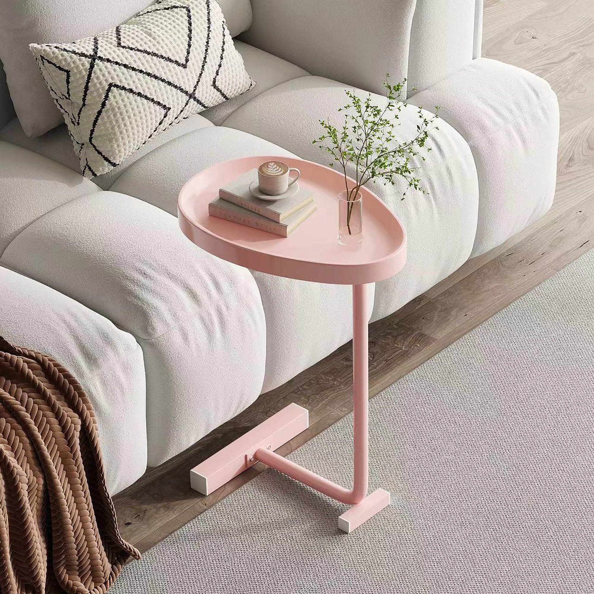 C Shaped Side Table Tray for Couch Sofa Bed Desktop Living Room Bedroom