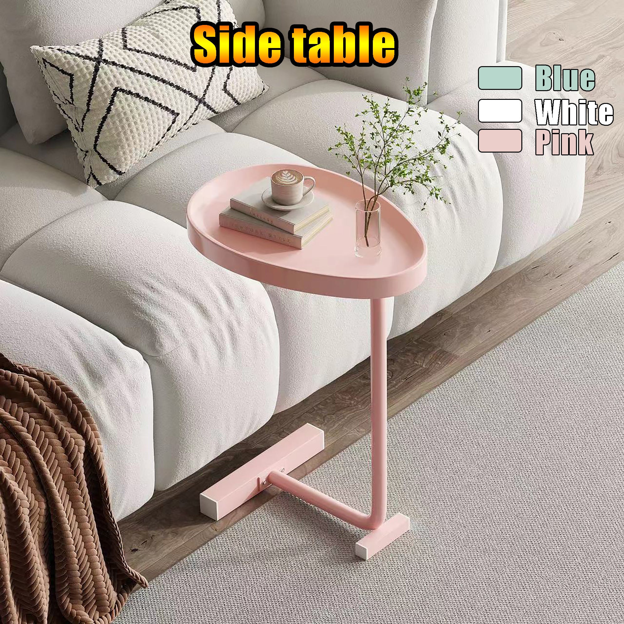 C Shaped Side Table Tray for Couch Sofa Bed Desktop Living Room Bedroom