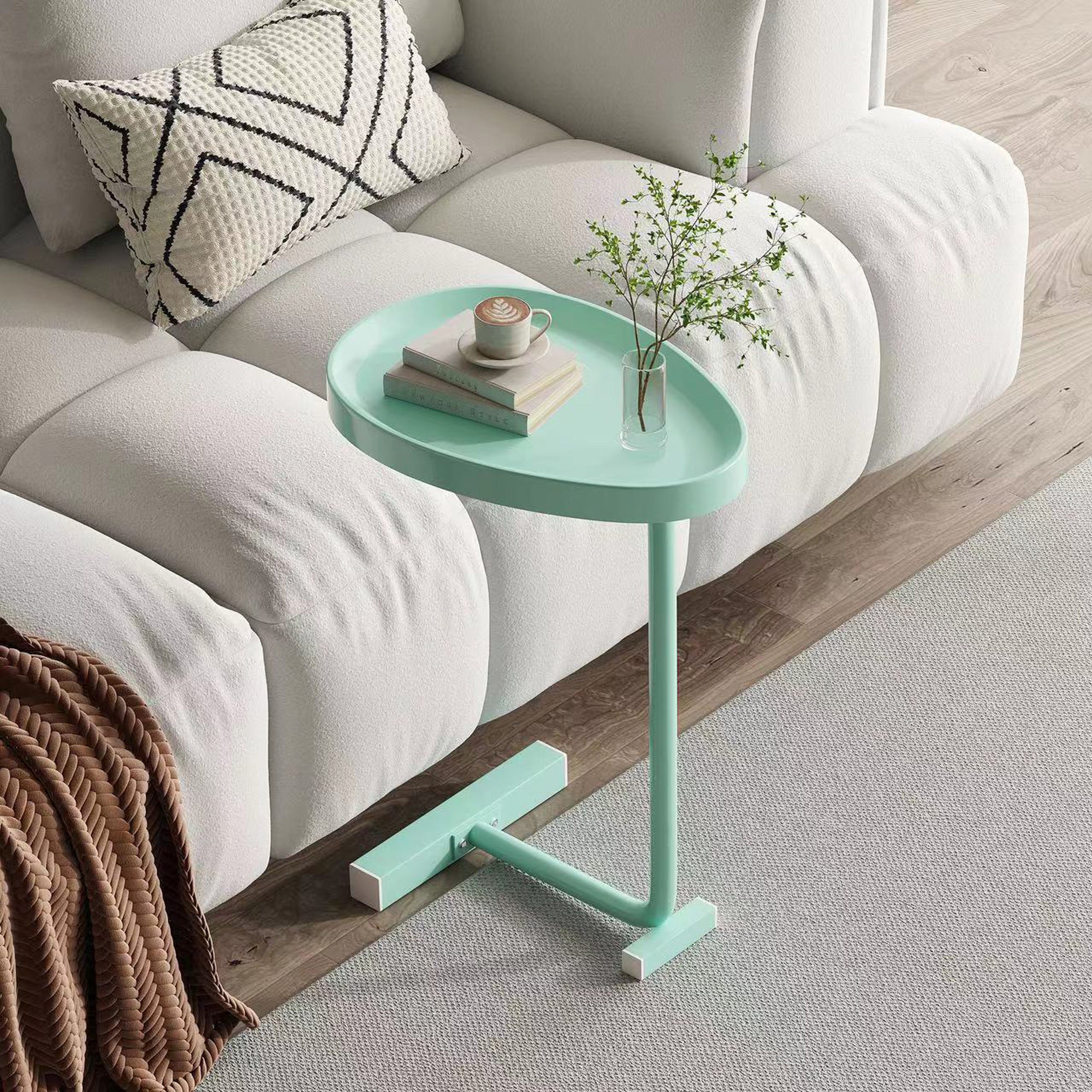 C Shaped Side Table Tray for Couch Sofa Bed Desktop Living Room Bedroom