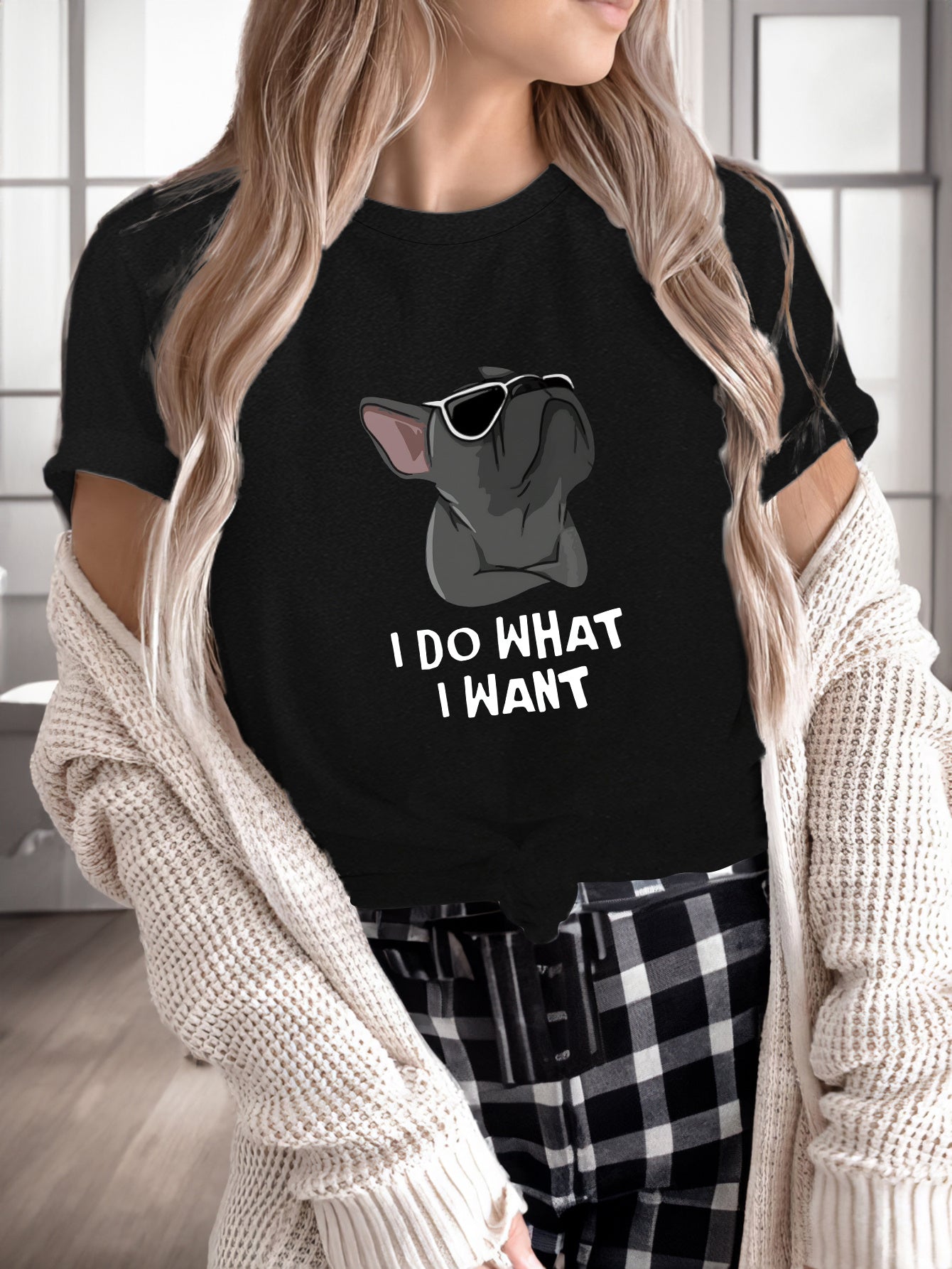 Cartoon Dog Print Lounge Top Women's Loungewear