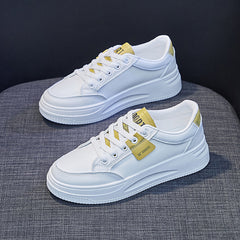 Women's Low Top Faux Leather Skate Shoes Thick Bottom Sneakers