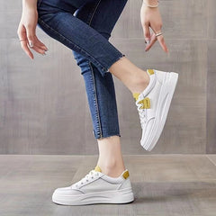 Women's Low Top Faux Leather Skate Shoes Thick Bottom Sneakers