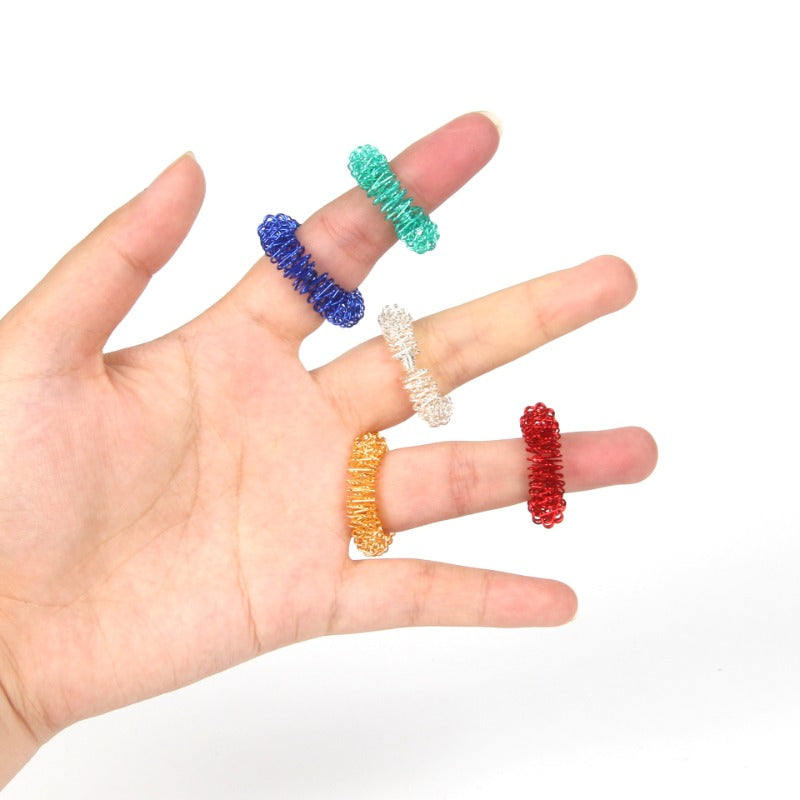 10Pcs Finger Massager Ring Spring Fingertip Massage Toy