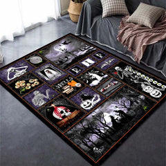 Gothic Halloween Area Rug Spooky Witch Horror Crystal Velvet Non-slip Mat