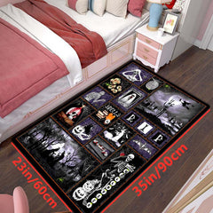 Gothic Halloween Area Rug Spooky Witch Horror Crystal Velvet Non-slip Mat