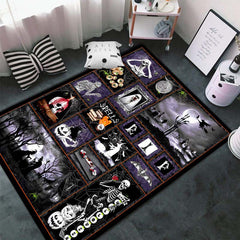Gothic Halloween Area Rug Spooky Witch Horror Crystal Velvet Non-slip Mat