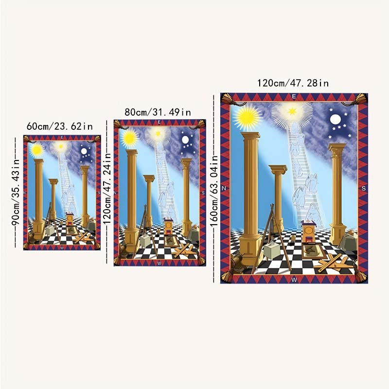 Masonic Pattern Carpet Floor Mat - Non-slip Living Room Rug - 23in X 35in