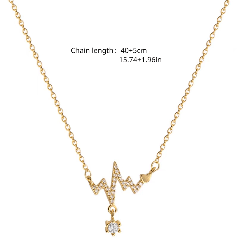 Heartbeat Pendant Necklace Geometric Clavicle Chain