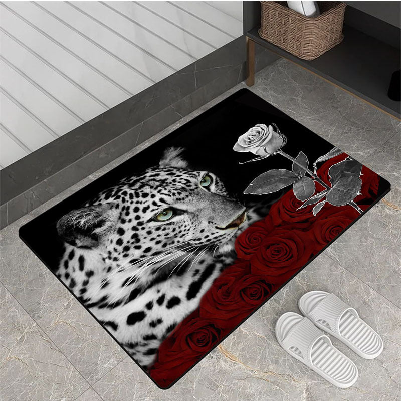 Leopard Area Rug Modern Crystal Velvet Rug Non-slip Soft Mat