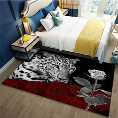 Leopard Area Rug Modern Crystal Velvet Rug Non-slip Soft Mat