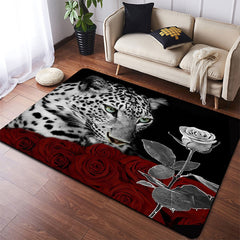 Leopard Area Rug Modern Crystal Velvet Rug Non-slip Soft Mat