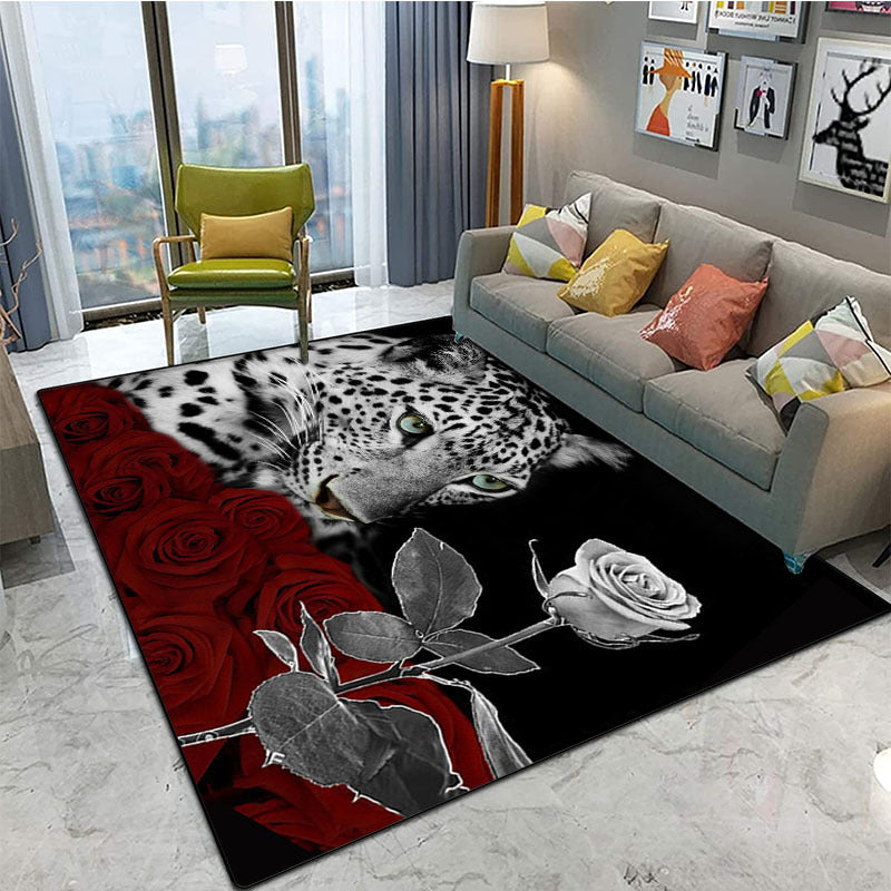 Leopard Area Rug Modern Crystal Velvet Rug Non-slip Soft Mat