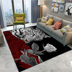 Leopard Area Rug Modern Crystal Velvet Rug Non-slip Soft Mat