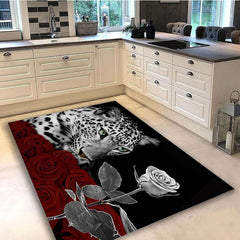 Leopard Area Rug Modern Crystal Velvet Rug Non-slip Soft Mat