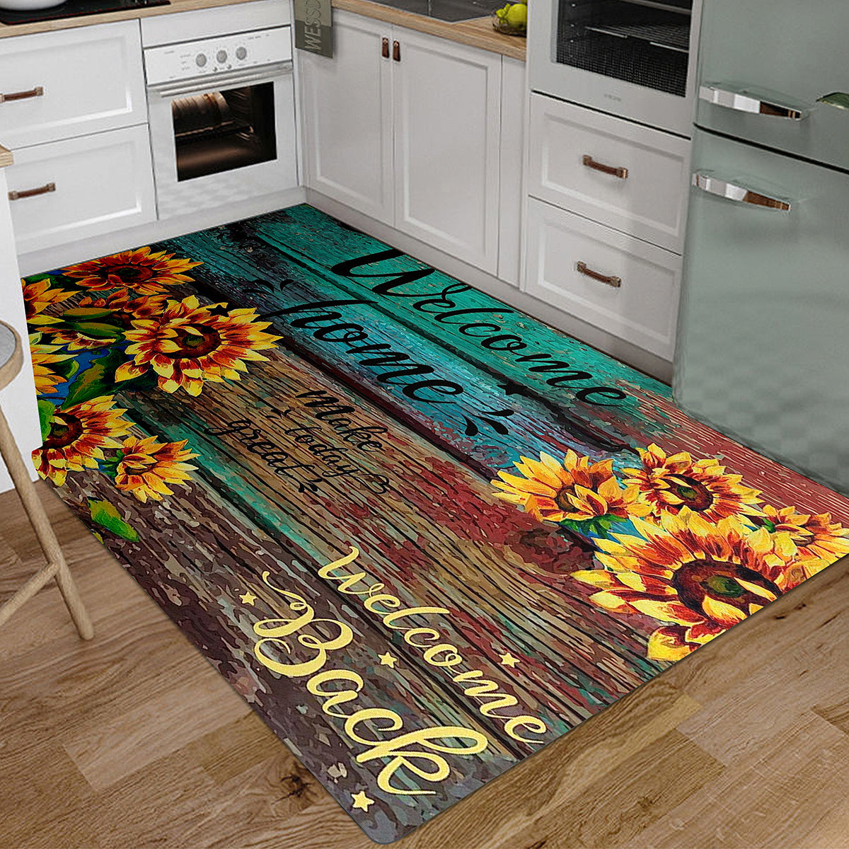 Sunflower Print Area Rug Non Slip Floor Mat For Living Room Bedroom